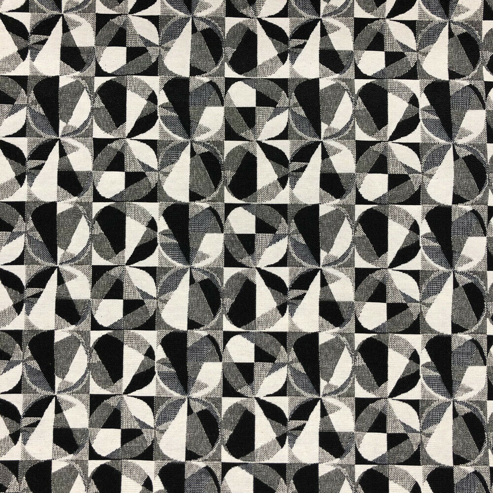 Tapestry Upholstery Fabric Curtain Cushion Blinds 140cm, Black/White - Bull Ring Fabrics