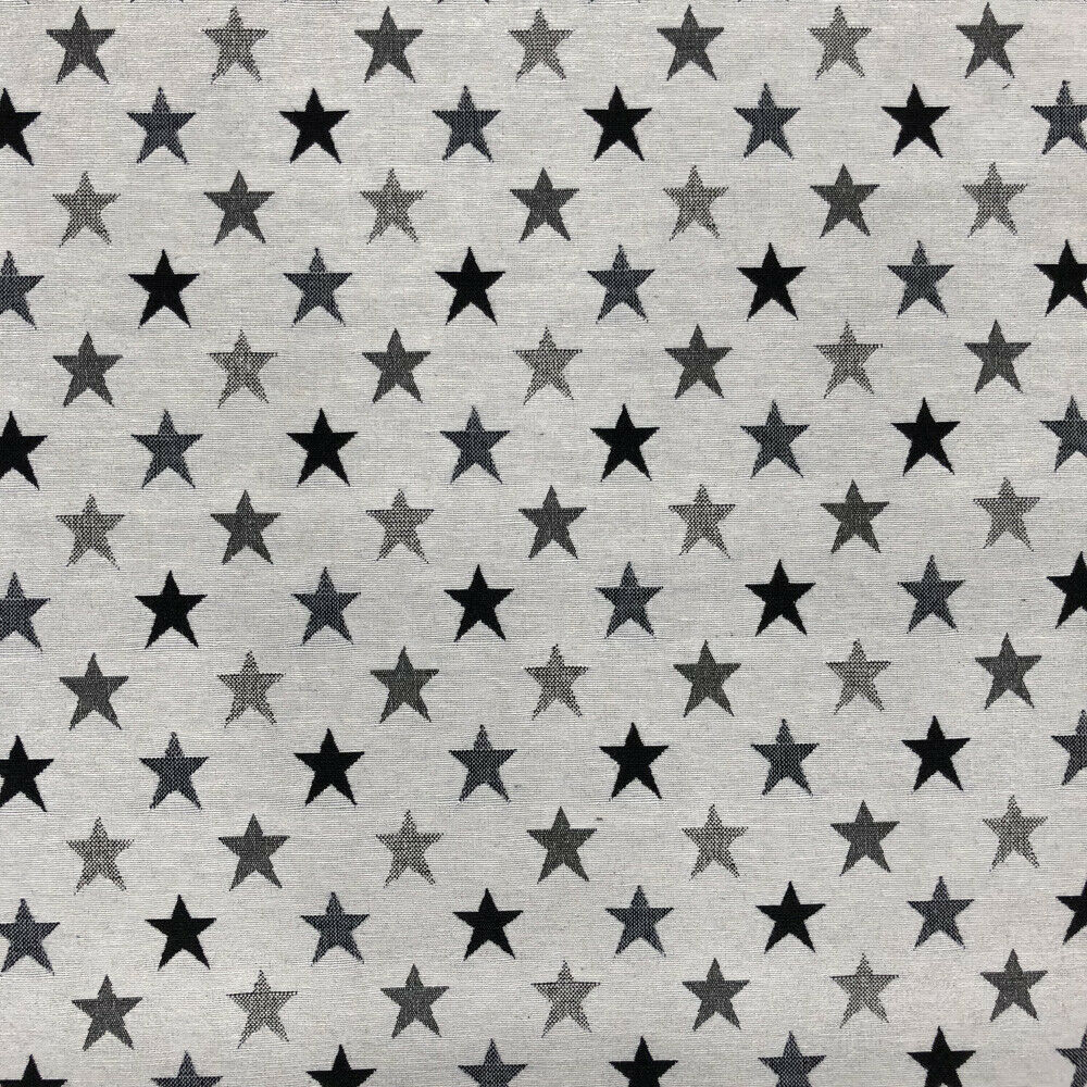 Tapestry Upholstery Fabric Curtain Cushion Blinds 140cm, Black/White - Bull Ring Fabrics