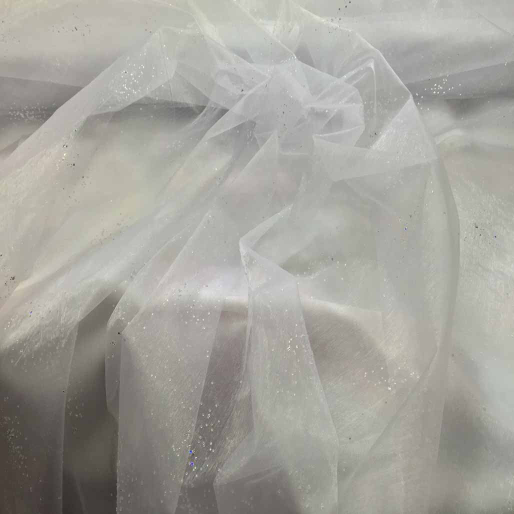 Tiny Gem-Stones Organza Voile Draping Dress Fabric 147cm - Bull Ring Fabrics