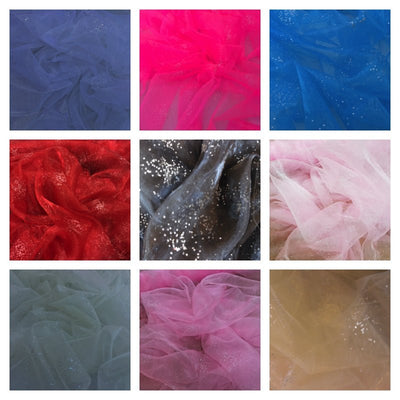 Tiny Gem-Stones Organza Voile Draping Dress Fabric 147cm - Bull Ring Fabrics
