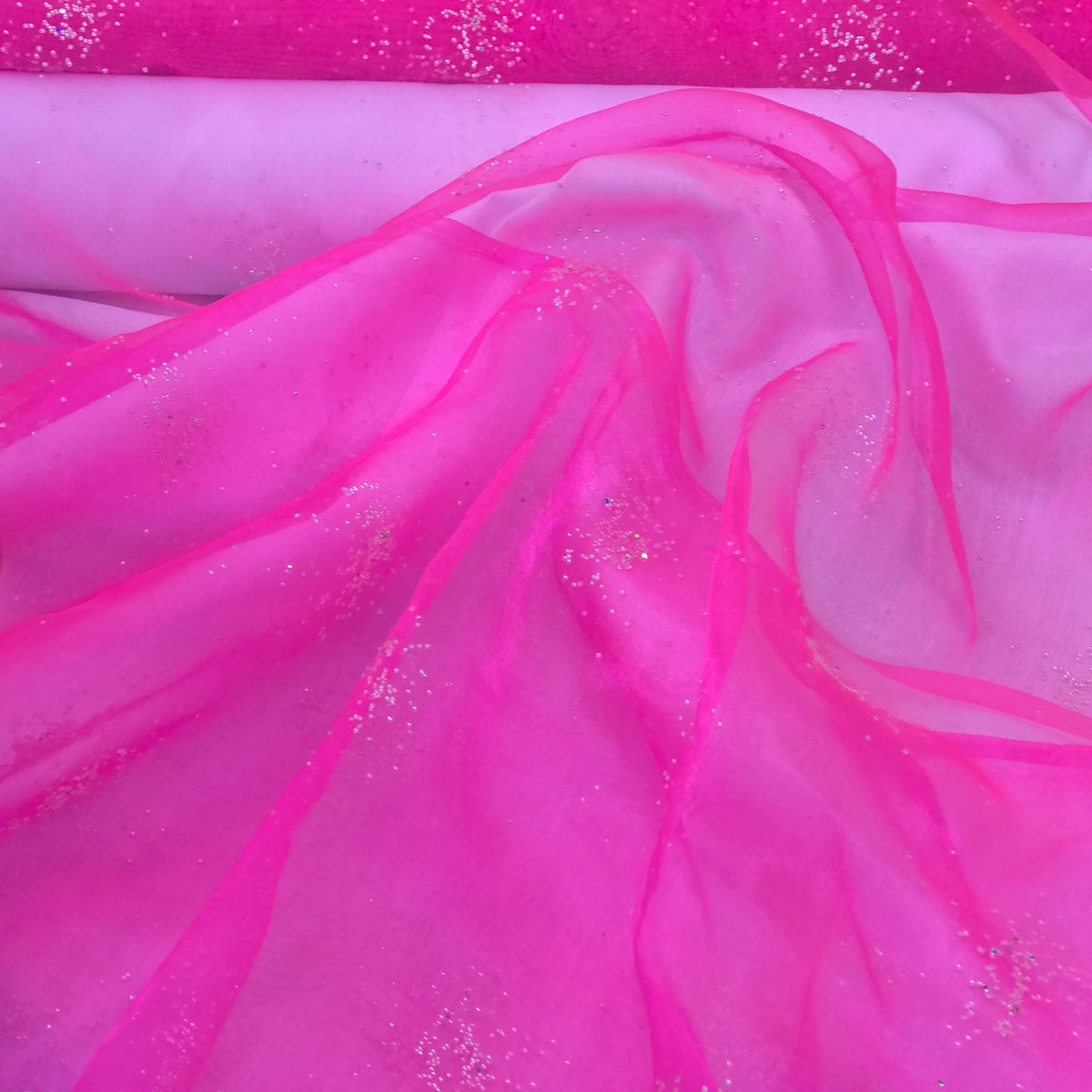 Tiny Gem-Stones Organza Voile Draping Dress Fabric 147cm - Bull Ring Fabrics