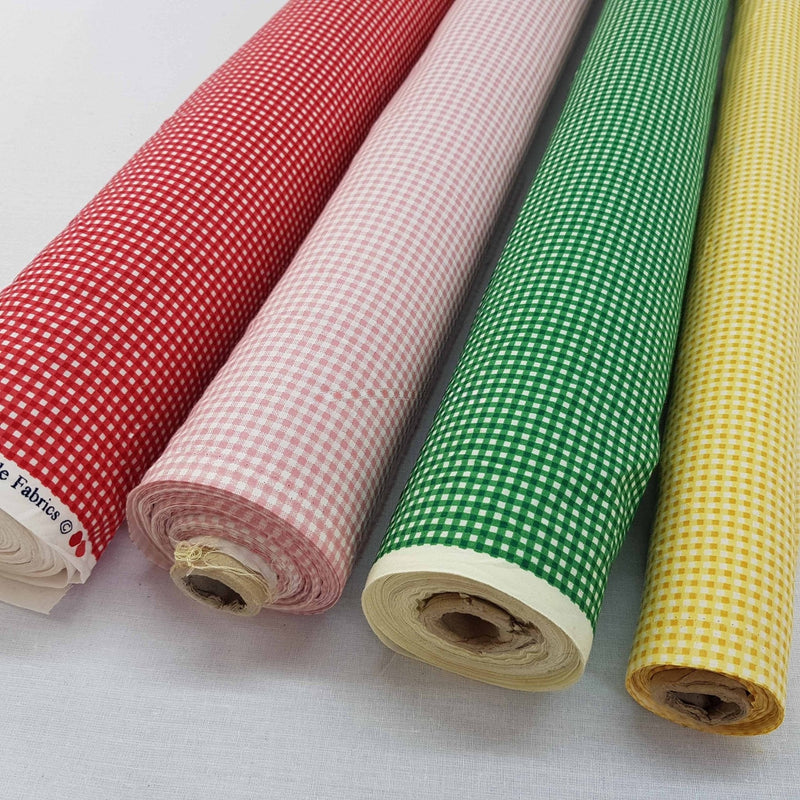 Tiny Gingham Checks Cotton Poplin Fabric - Bull Ring Fabrics