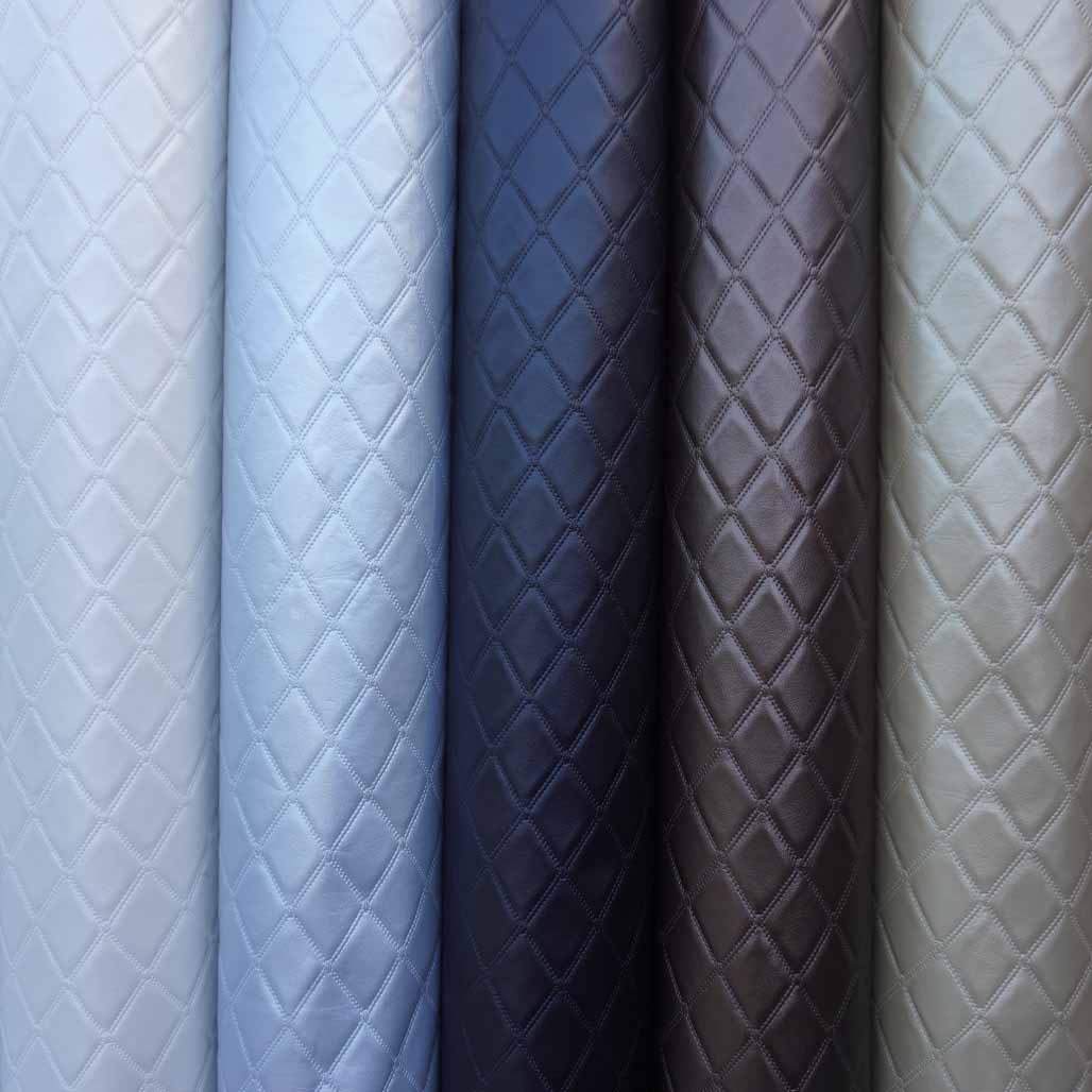 Trellis Quilted Vinyl Faux Leather Upholstery Fabric 140cm - Bull Ring Fabrics