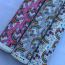 Unicorns Rainbow Print Rose & Hubble Cotton Poplin Dress Fabric - Bull Ring Fabrics