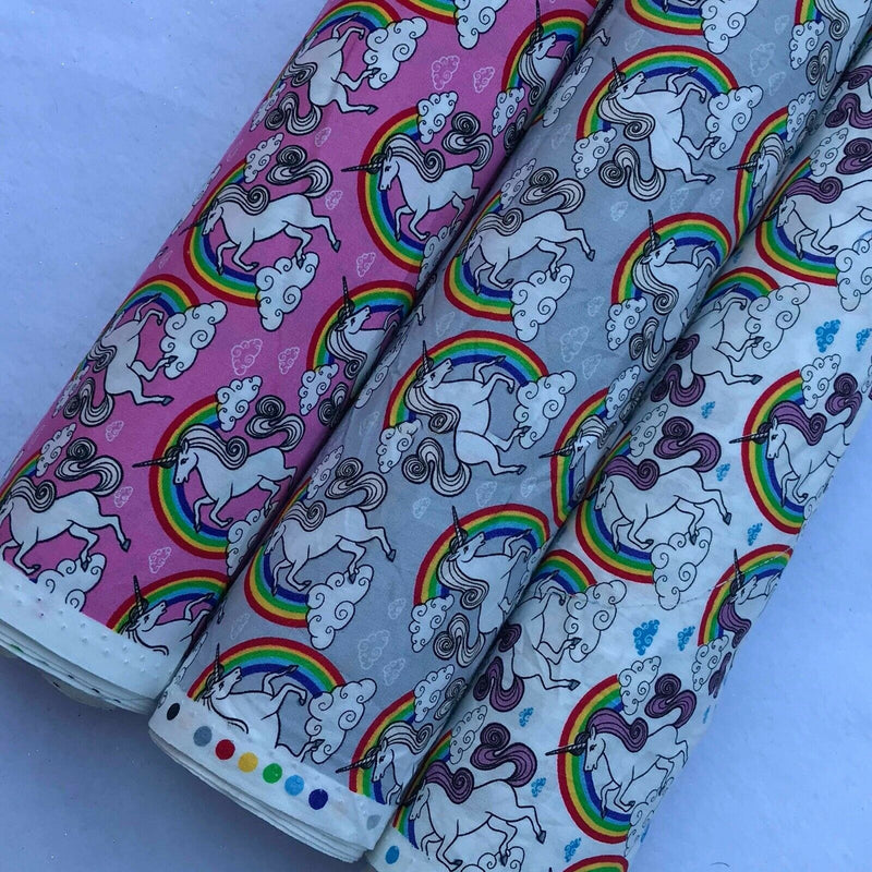 Unicorns Rainbow Print Rose & Hubble Cotton Poplin Dress Fabric - Bull Ring Fabrics
