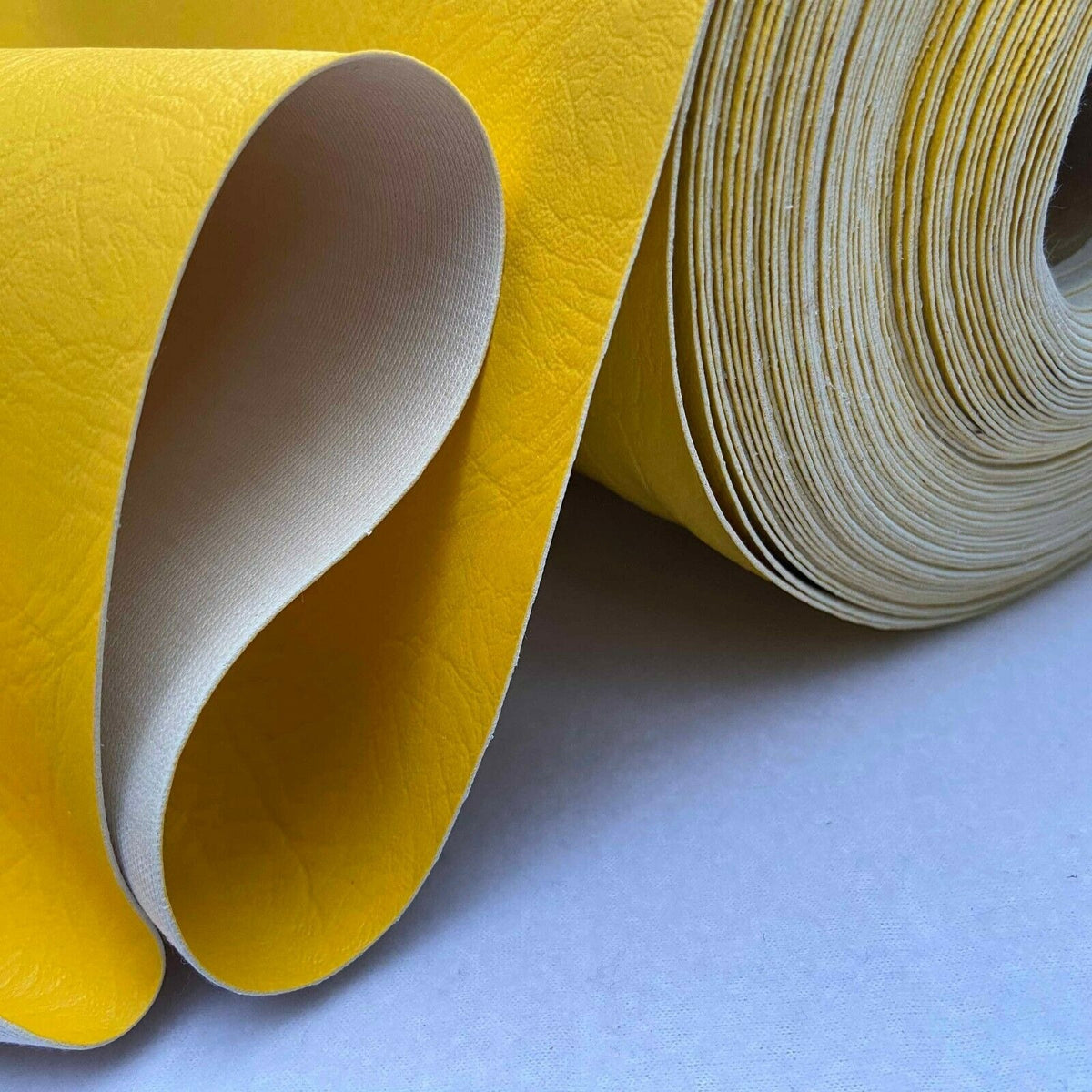 Vinyl Faux Leather Fabric 140cm, Yellow - Bull Ring Fabrics