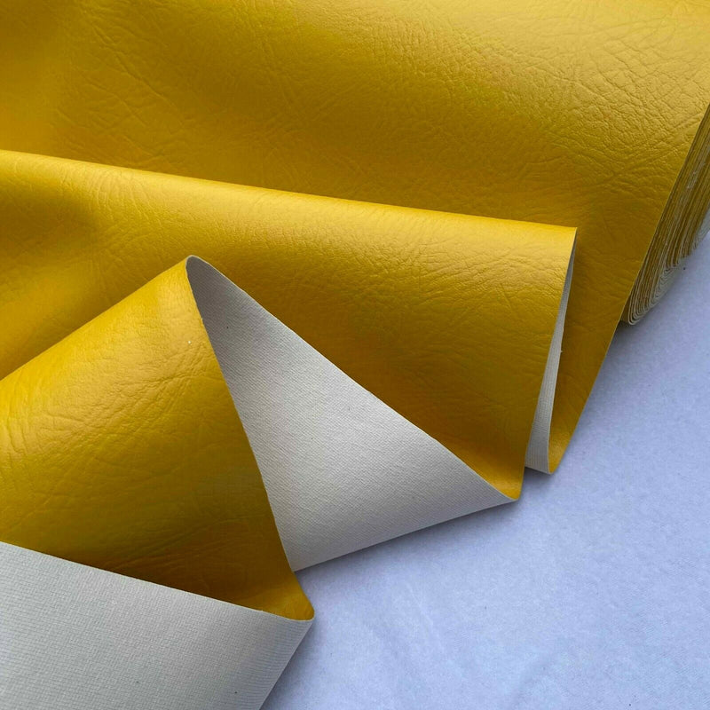 Vinyl Faux Leather Fabric 140cm, Yellow - Bull Ring Fabrics