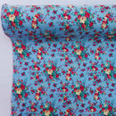 Viscose Roses Floral Summer Dress Fabric 60", Sky Blue - Bull Ring Fabrics