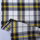 White/Yellow Check Tartan Poly Viscose Fabric - Bull Ring Fabrics