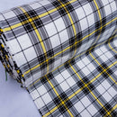 White/Yellow Check Tartan Poly Viscose Fabric - Bull Ring Fabrics