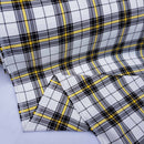 White/Yellow Check Tartan Poly Viscose Fabric - Bull Ring Fabrics