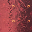 Wine Red Embroidered Taffeta Fabric Gold Circle Pattern 150cm - Bull Ring Fabrics